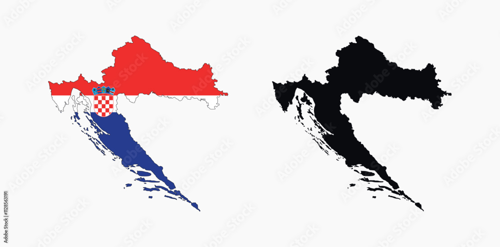 Obraz premium Croatia Map vector icon. Map of Croatia in Flag colors.