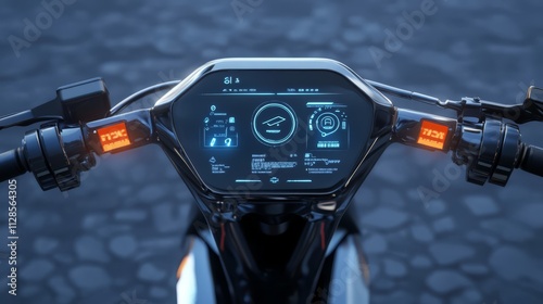 Obraz na płótnie Futuristic motorcycle dashboard with digital display. w salonie