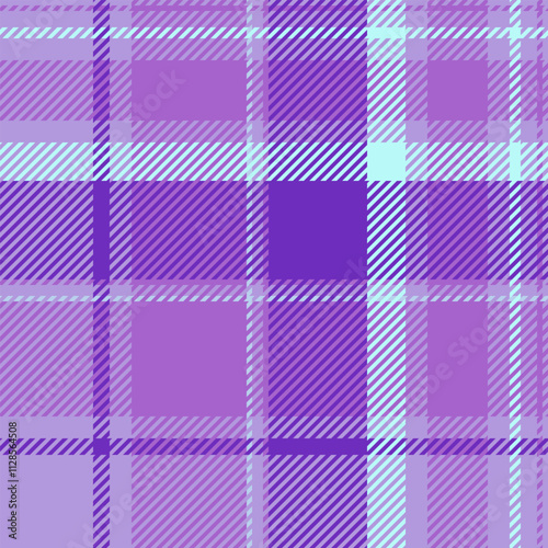 Drapery seamless vector texture, bandanna check background pattern. Tone tartan fabric textile plaid in violet and light colors.