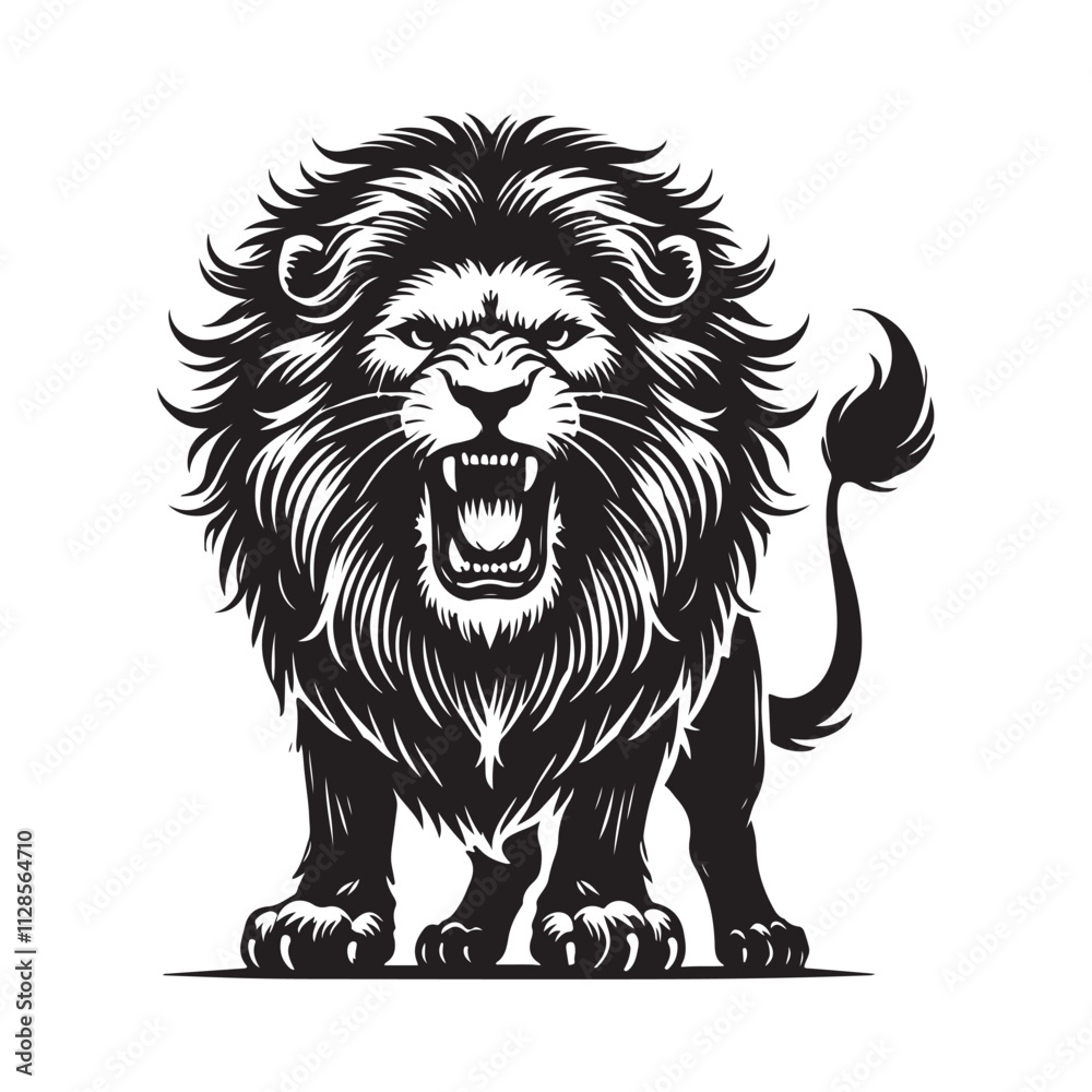 Obraz premium A black angry lion silhouette
