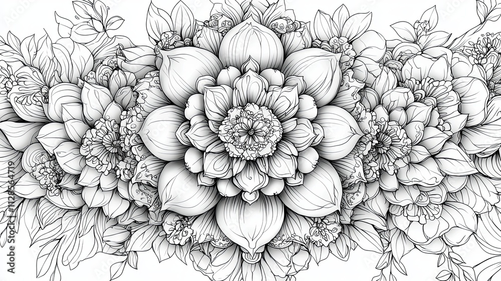 Intricate Floral Mandala with Geometric Details Intricate Floral Mandala with Geometric Details