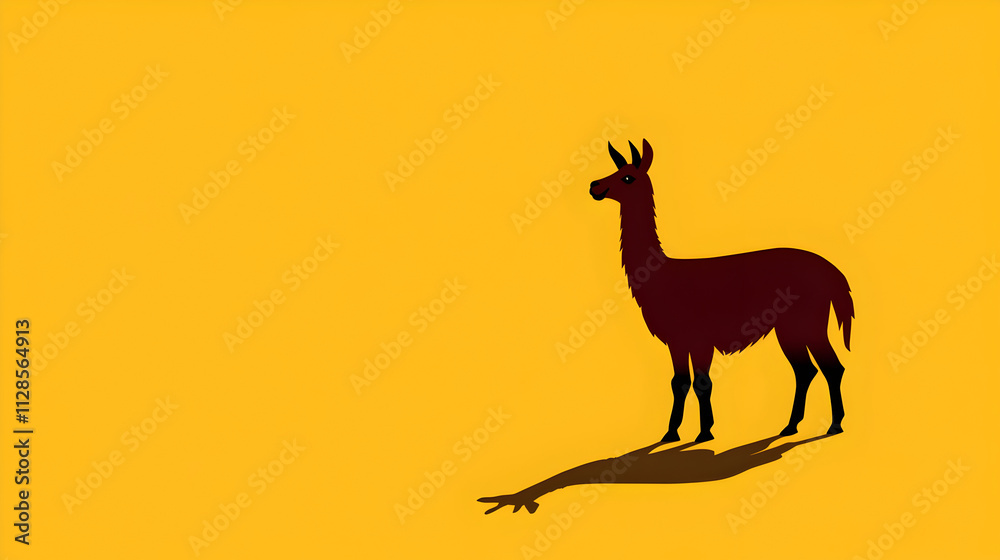 Fototapeta premium A simple image of a llama, symbolizing South American culture and its indigenous peoples. Llama minimalist illustration.