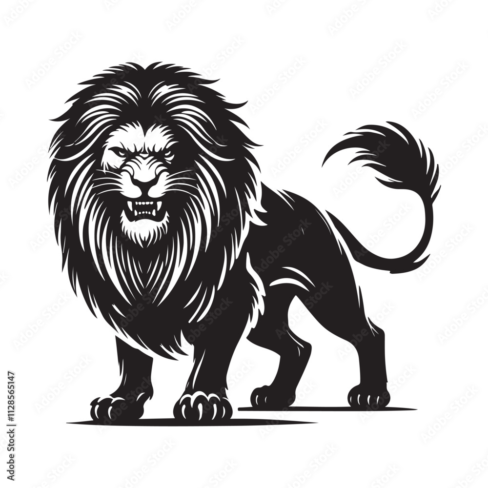 Obraz premium A black angry lion silhouette