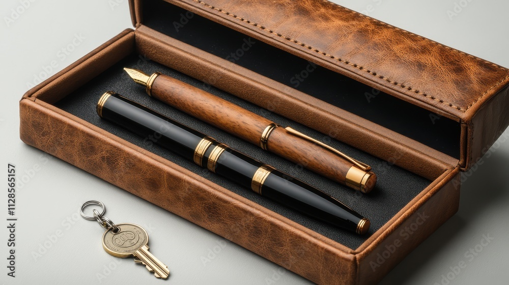 visitor card holder pen and key chain gift set box three dimensional illustratio visitor card holder pen and key chain gift set box three dimensional illustratio