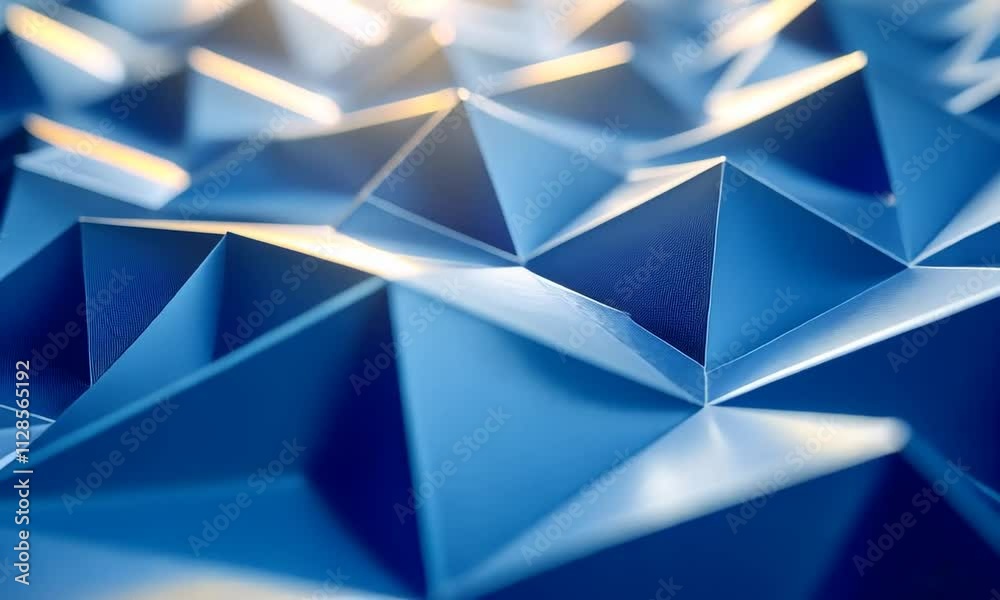 Abstract blue geometric surface resembling waves with reflections and depth.