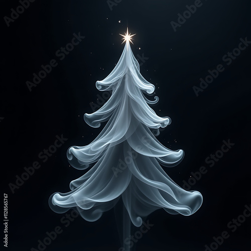 christmas tree of smoke on dark blue background