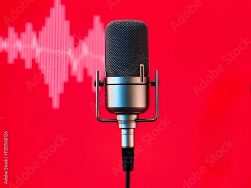 microphone isolated on red background