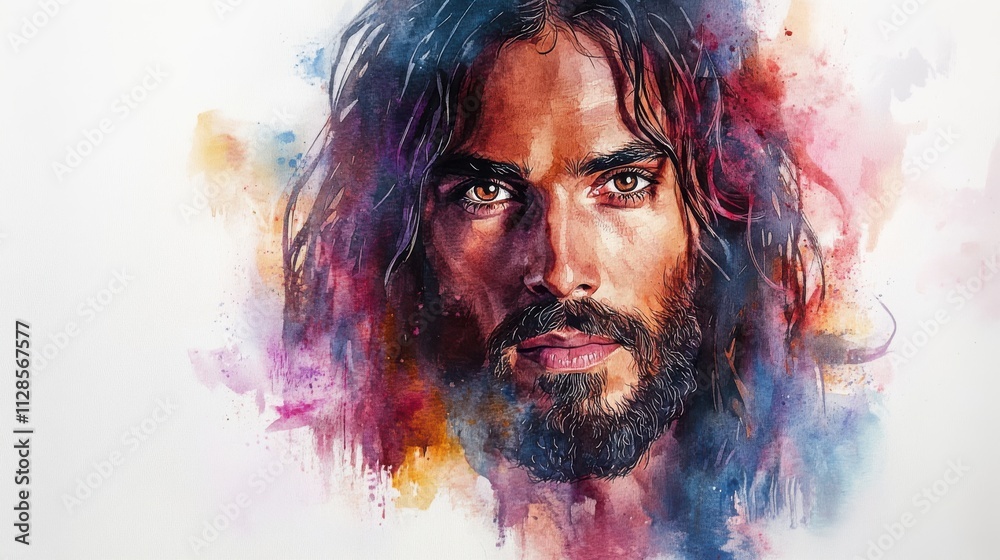 Fototapeta premium watercolor portrait of jesus christ