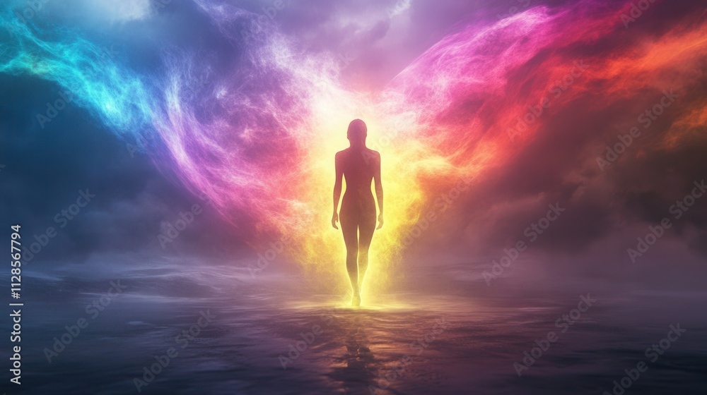 a person standing with a glowing aura, symbolizing the discovery of their inner strength and resilience. a person standing with a glowing aura, symbolizing the discovery of their inner strength and resilience.