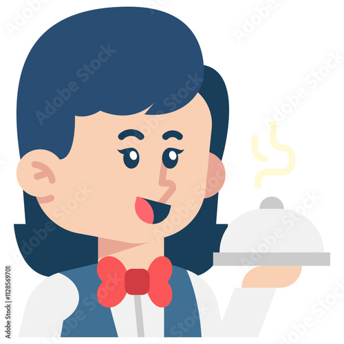 Female Waiter Job Black Fill Icon