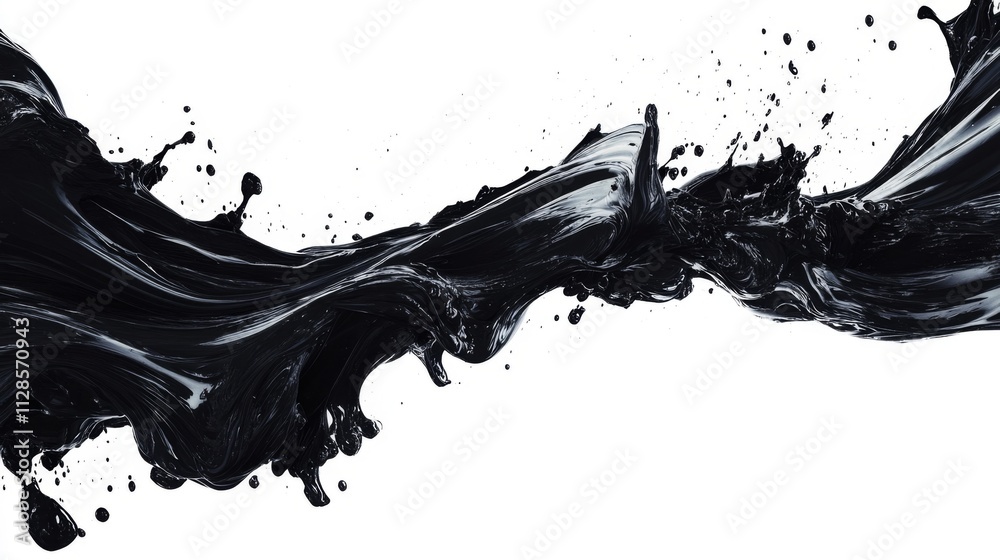 Black Liquid Swirling In Motion Abstract Design
