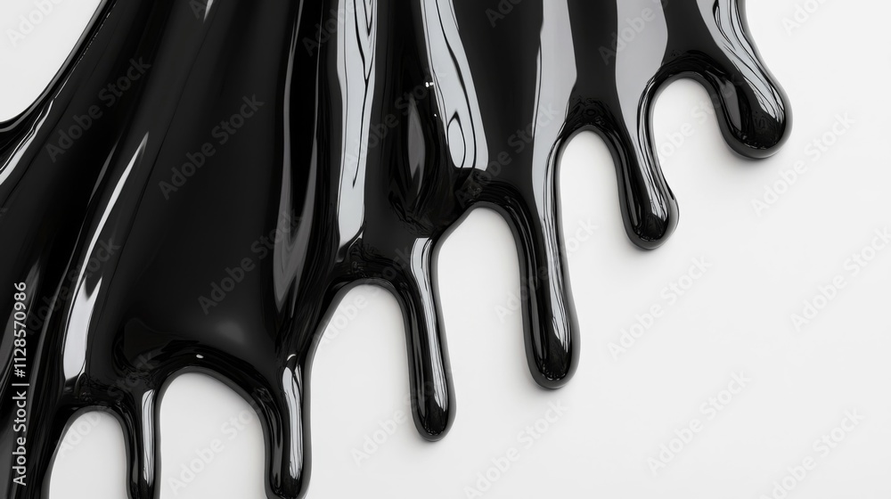 Black liquid flowing down a white surface Black liquid flowing down a white surface