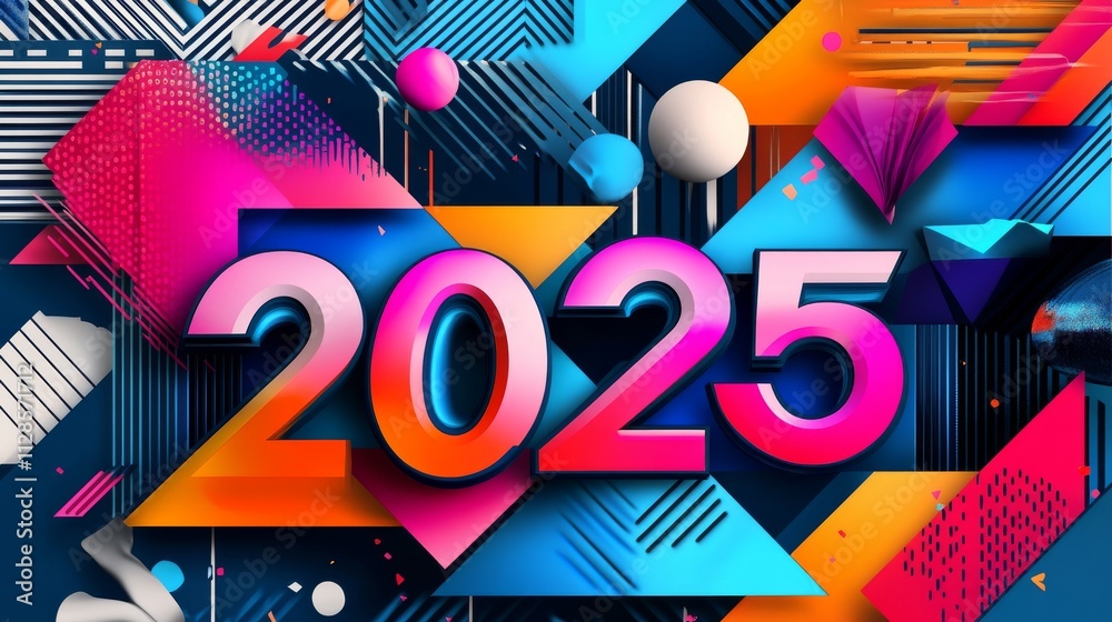 New Year's celebration 2025, A colorful background with a large number 25 in the middle New Year's celebration 2025, A colorful background with a large number 25 in the middle