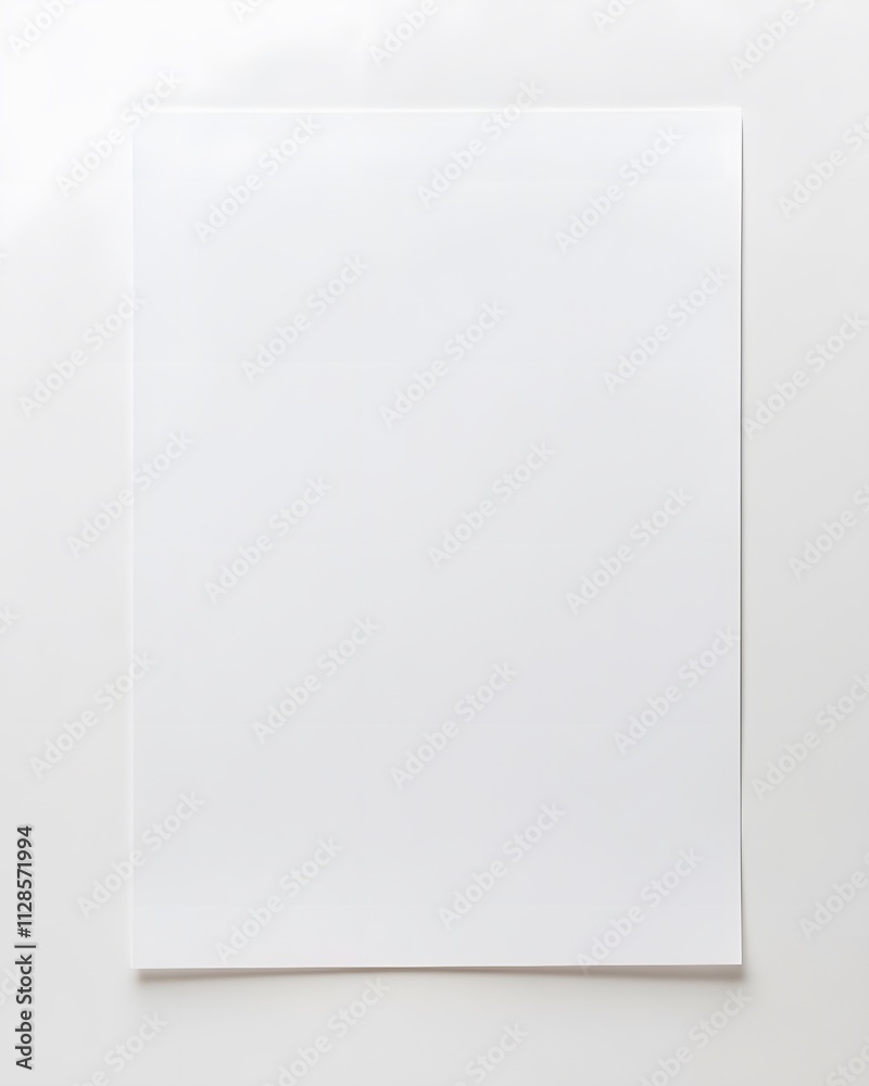 Blank White Sheet of Paper on White Background with Subtle Shadow Blank White Sheet of Paper on White Background with Subtle Shadow