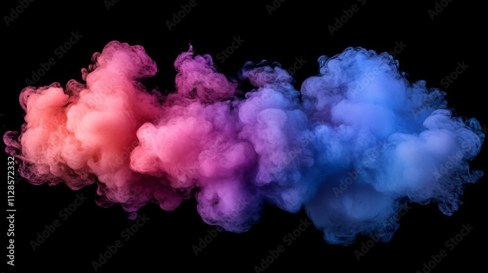 Fototapeta premium Abstract Colorful Smoke Cloud Formation Against Black Background