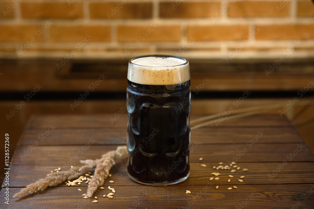 German Dunkel Beer in a Traditional Mug