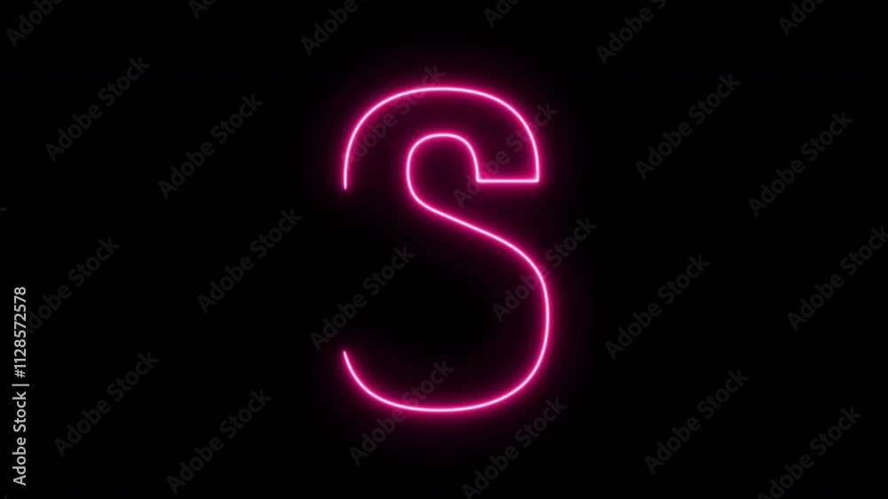 Letter S neon animation on black background Seamless loop. 4K Letter S neon animation on black background Seamless loop. 4K