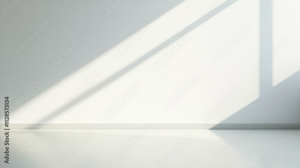 Minimalist empty room with sunlight through window