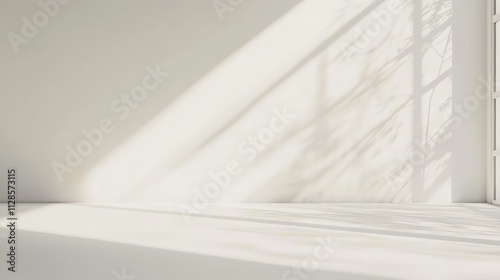 Minimalist empty room with sunlight through window