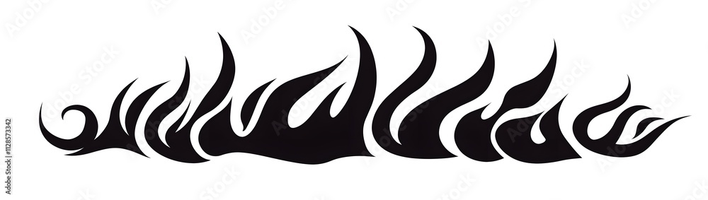 Black flame decal vector illustration, stylized fire graphic, abstract tribal tattoo design Black flame decal vector illustration, stylized fire graphic, abstract tribal tattoo design