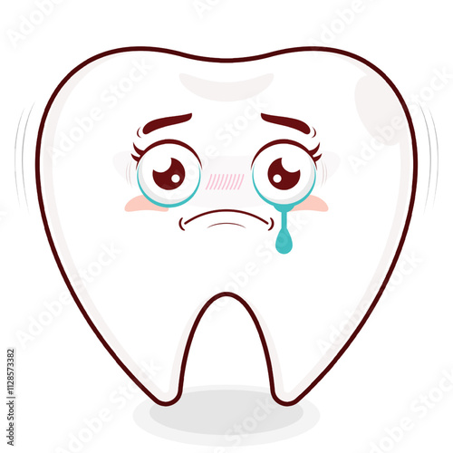 tooth scared face cartoon cute