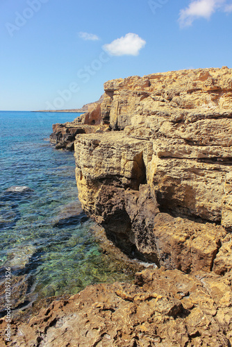 Beautiful seashore in Ayia Napa, Cyprus. Mediterranean seashore.