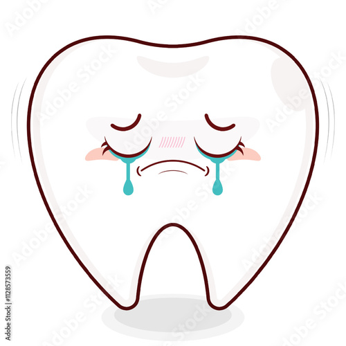 tooth crying face cartoon cute