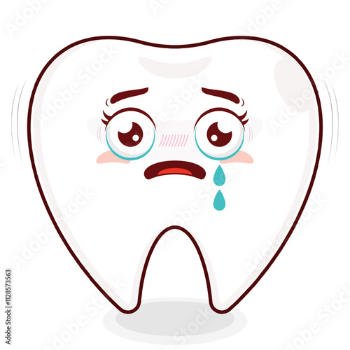 tooth scared face cartoon cute