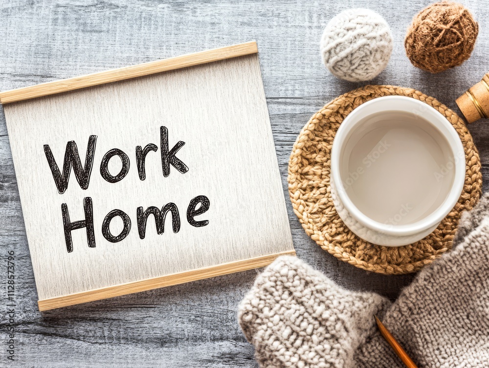 Fototapeta premium Cozy Work From Home Setup with Warm Textures