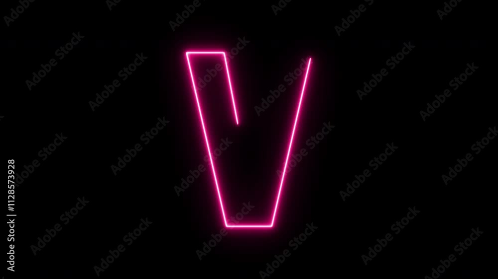 Letter V neon animation on black background Seamless loop. 4K Letter V neon animation on black background Seamless loop. 4K