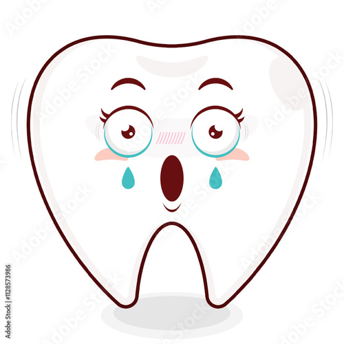 tooth scared face cartoon cute