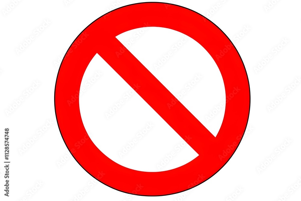 Red prohibition sign isolated on white background, no entry symbol, warning or restriction icon Red prohibition sign isolated on white background, no entry symbol, warning or restriction icon