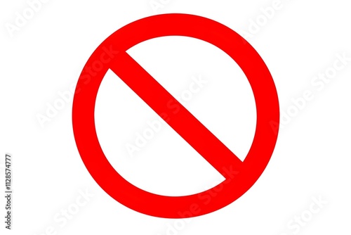 Red prohibition sign isolated on white background, no entry symbol, warning or restriction icon