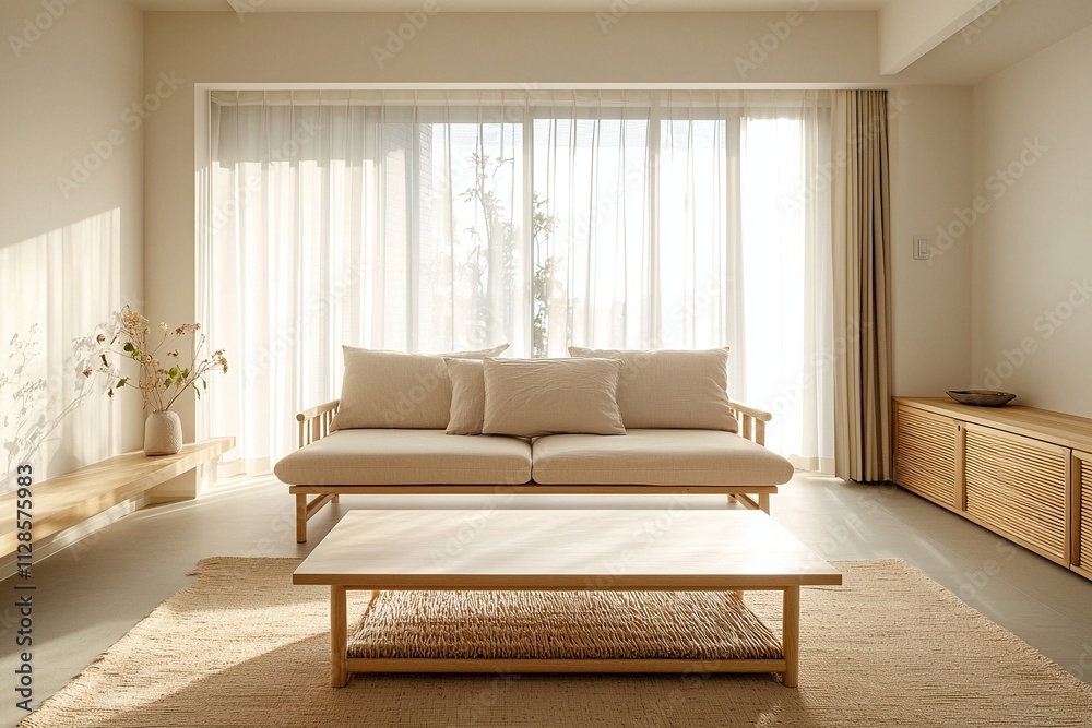 A modern Scandinavian interior in the living room with minimalist, light beige sofas and cafe tables. Generative AI
A modern Scandinavian interior in the living room with minimalist, light beige sofas and cafe tables. Generative AI