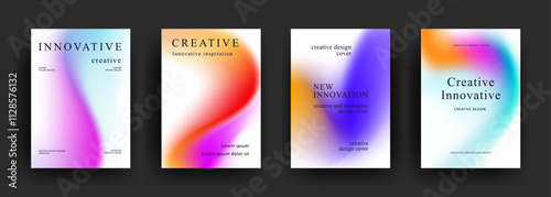 abstract gradient background template vector. Minimalist style posters cover with pastel colorful geometric shapes. Modern wallpaper design for social media, brochure, flyer, banner