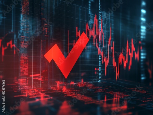 Red Arrow Cutting Through Financial Data Visualization