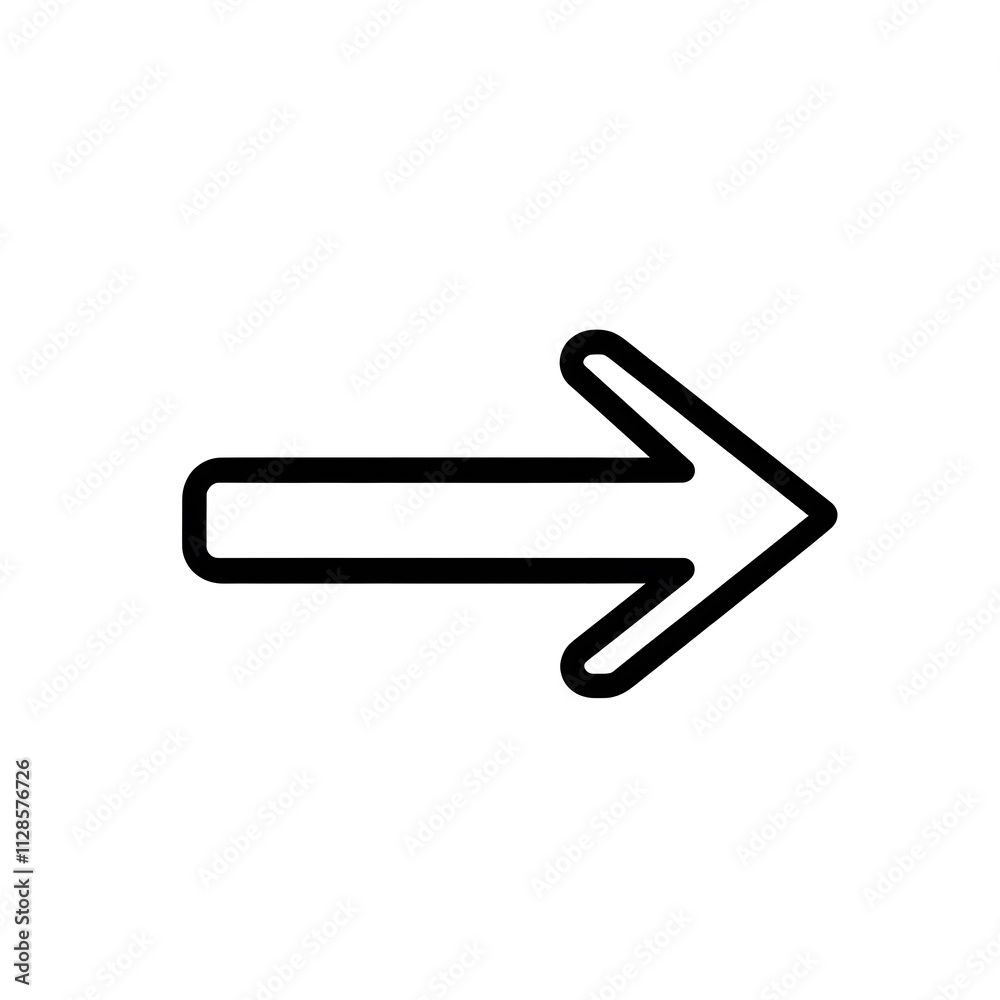 Simple black arrow pointing right isolated on white background, minimalistic direction symbol Simple black arrow pointing right isolated on white background, minimalistic direction symbol