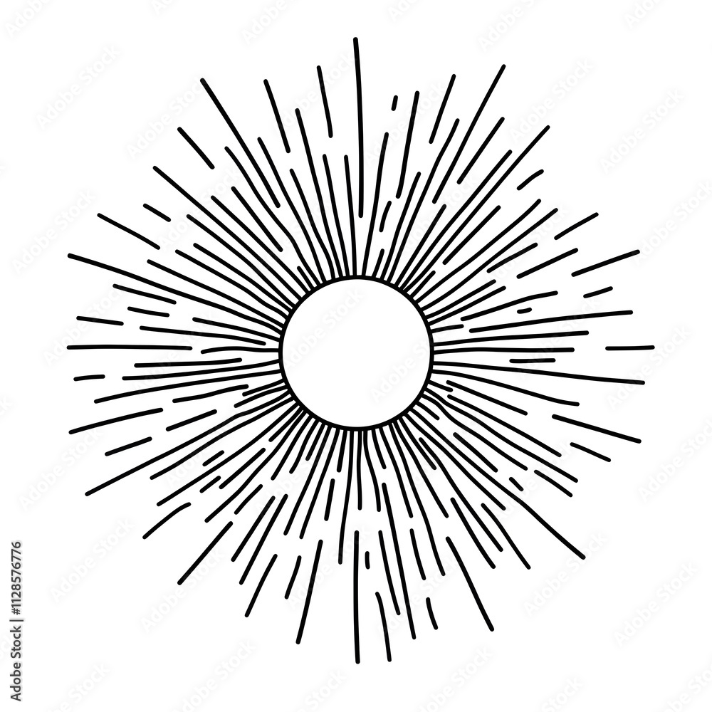 Black Comic Book Explosion Burst with Radial Lines on White Background Black Comic Book Explosion Burst with Radial Lines on White Background