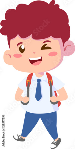 Cartoon Illustration of a Smiling Schoolboy , Design Inspiration, Character