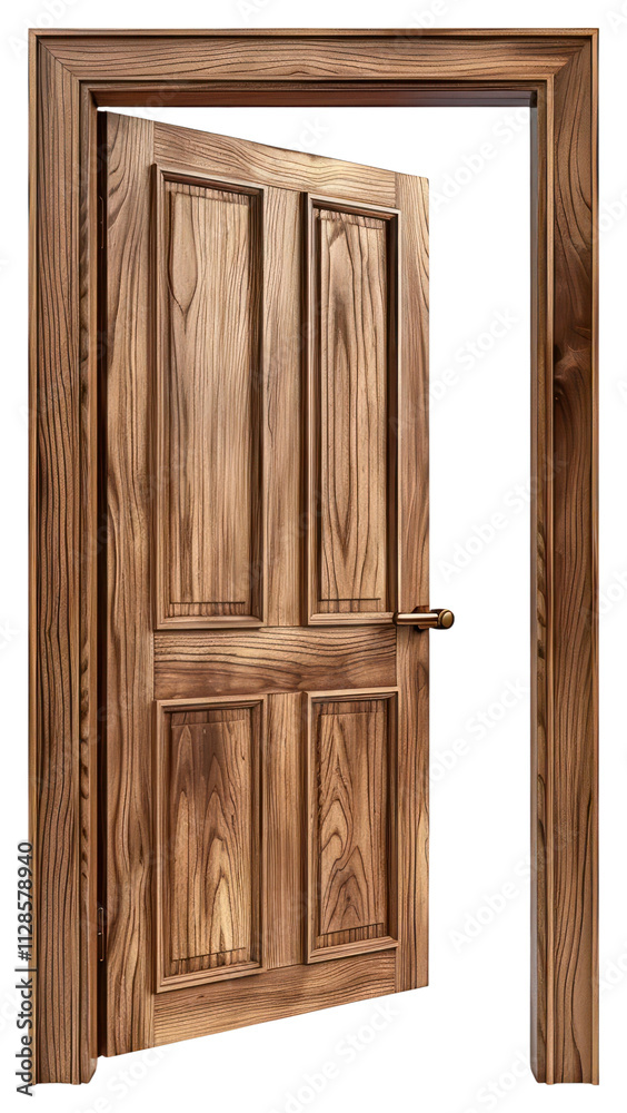 PNG Elegant wooden door slightly open