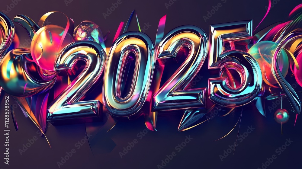 New Year's celebration 2025, A colorful image of the number twenty-five New Year's celebration 2025, A colorful image of the number twenty-five