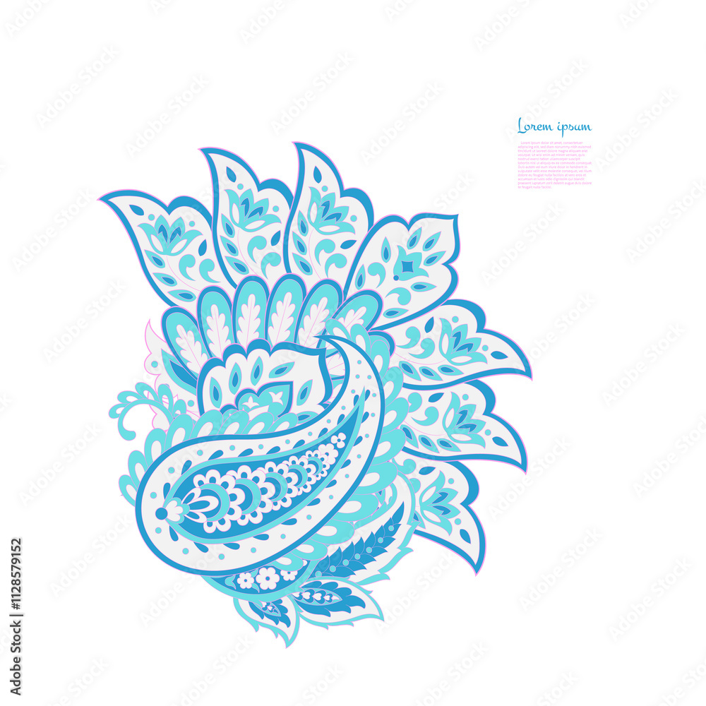 Obraz premium Paisley isolated pattern. Damask style Vintage illustration
