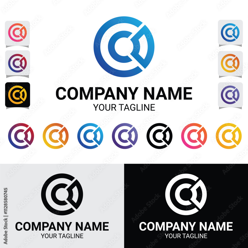 CCO, CCD, CC0, 3-Letter Initial Typography Modern Rounded Circle Style Vector Logo Design Template CCO, CCD, CC0, 3-Letter Initial Typography Modern Rounded Circle Style Vector Logo Design Template