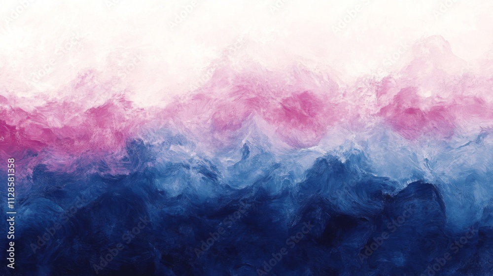 Obraz premium Abstract Pink And Blue Mountain Landscape Painting