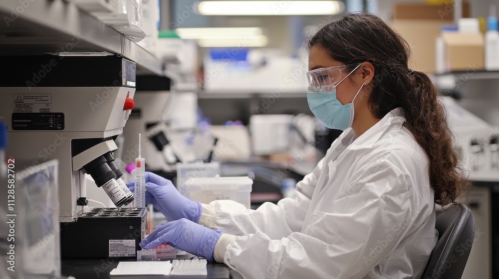 Scientists Working in Laboratory on COVID Vaccine Research and Development with Advanced Equipment and Safety Protocols Scientists Working in Laboratory on COVID Vaccine Research and Development with Advanced Equipment and Safety Protocols