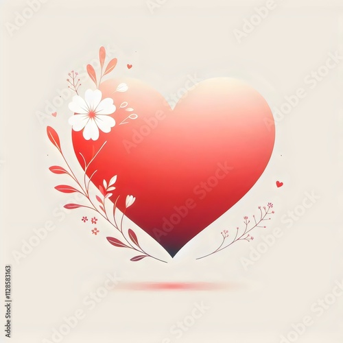 Heart with flowers.  Postcard, background. 