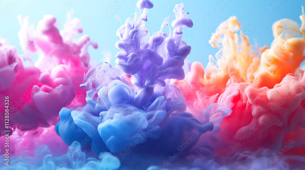 Fototapeta premium Colorful Paint Drops Spreading in Water