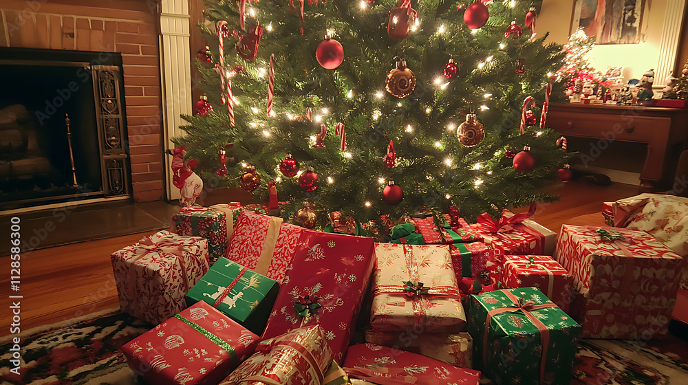 Fototapeta premium christmas tree with gifts