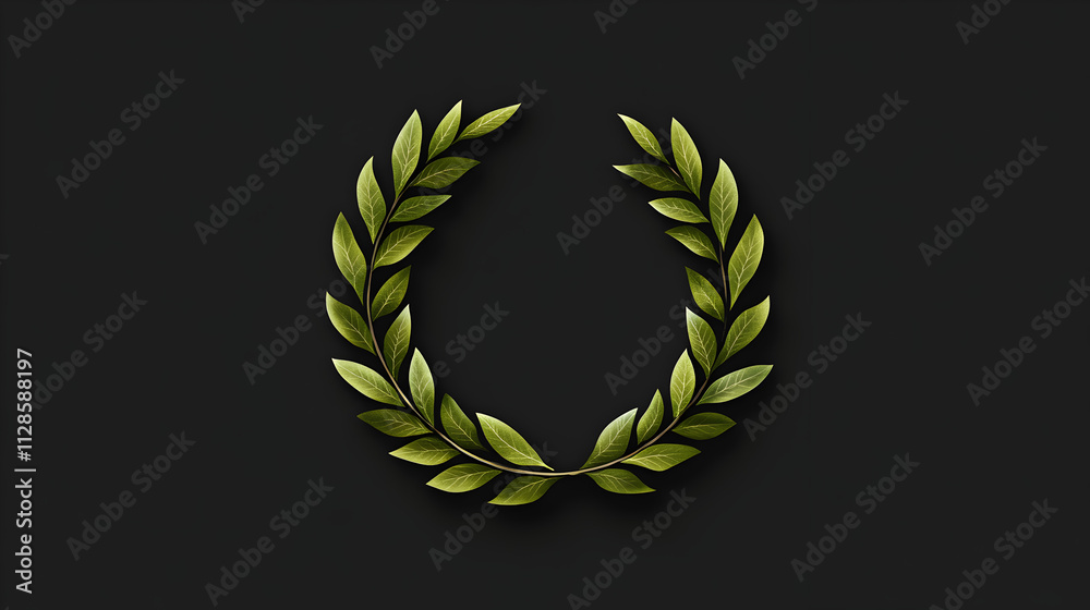 Obraz premium A flat design of an ancient Roman laurel wreath, symbolizing victory and honor in Roman culture. Roman laurel wreath design.