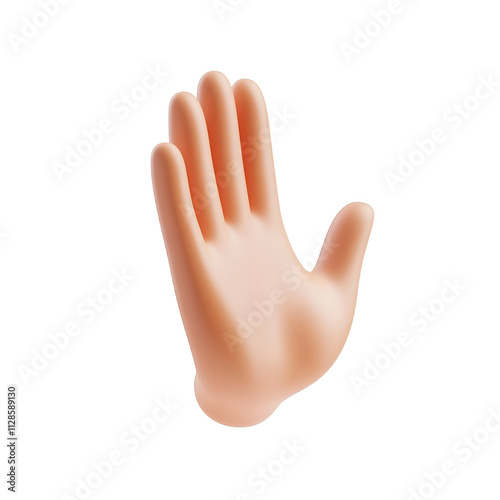 3D render with hand on isolated transparent background cutout